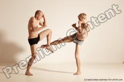 Underwear Martial art Man - Man White Moving poses Slim Short Blond Dynamic poses Academic